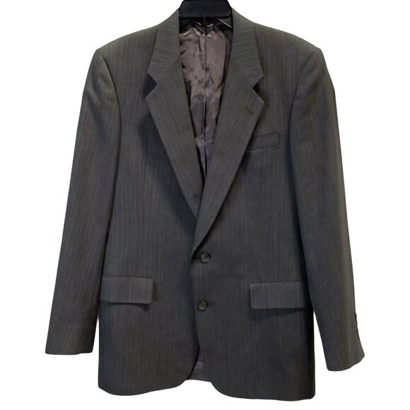 Christian Dior Men’s Brown Pinstripe Two-Button Single-Breasted Blazer, Sz 42 - Picture 1 of 5